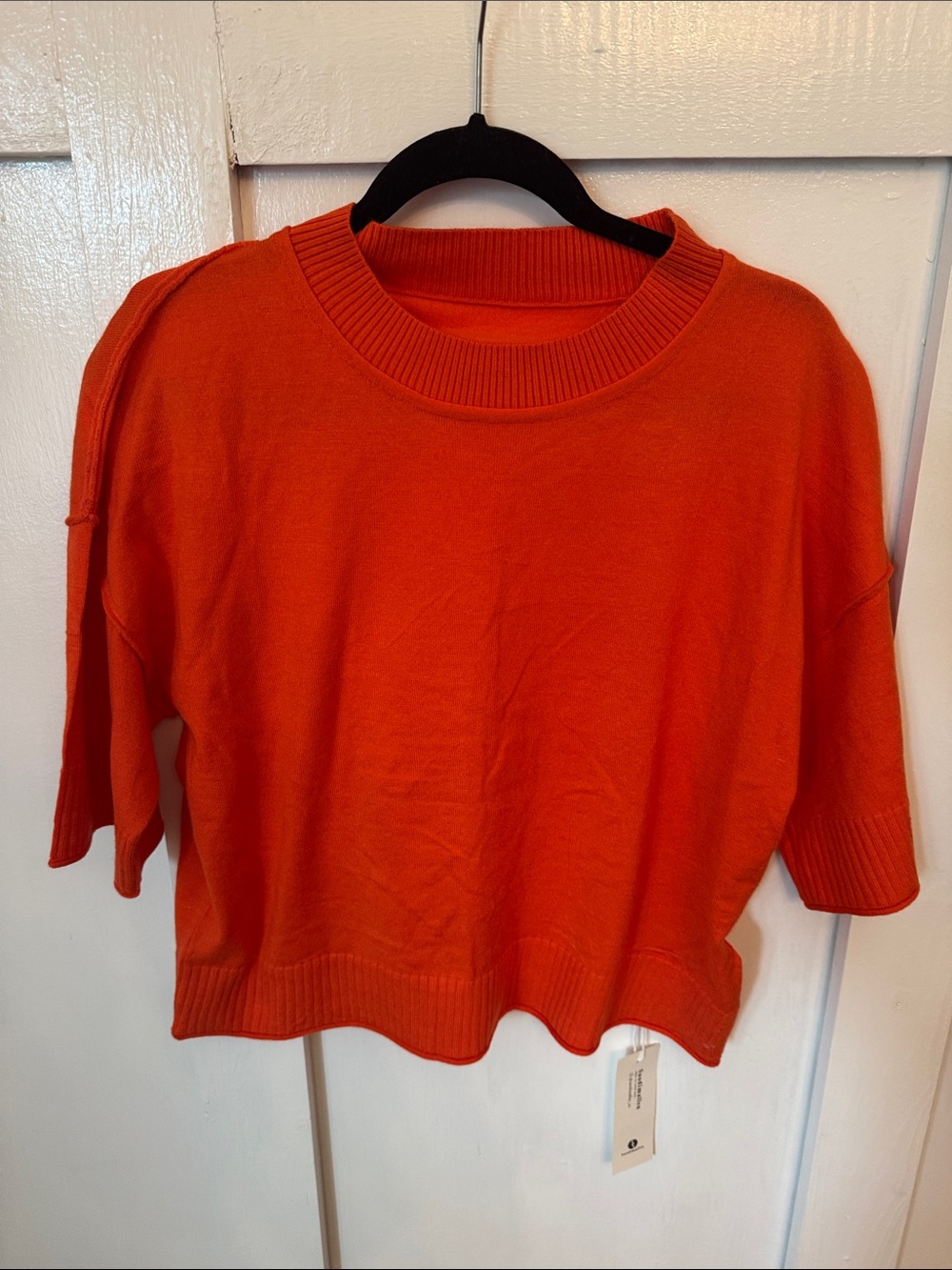 Bright Orange Short Sleeve Knit Top